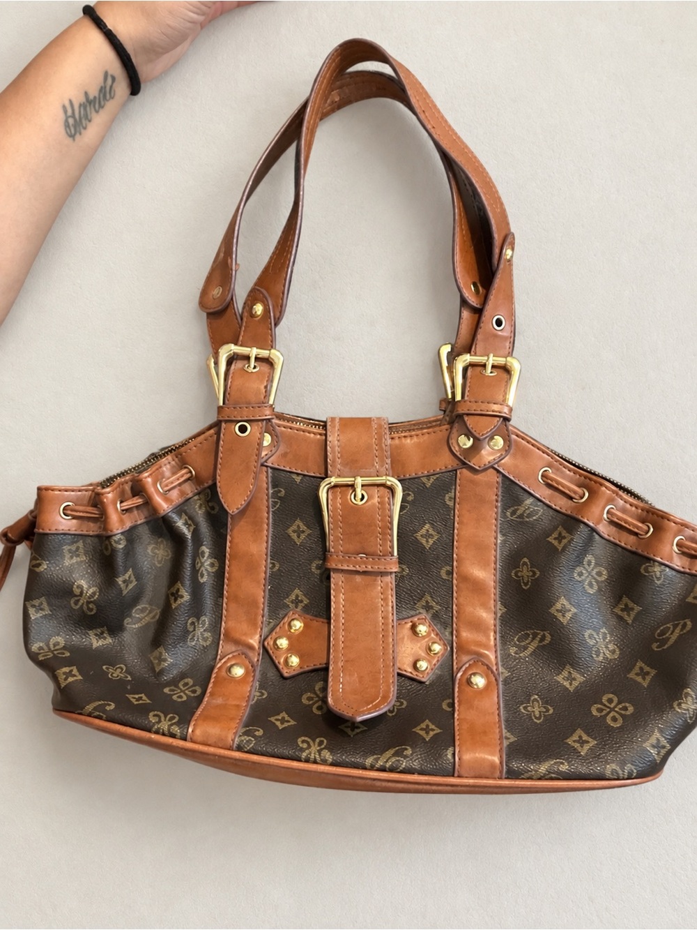 Y2K Monogram Buckle Shoulder Bag